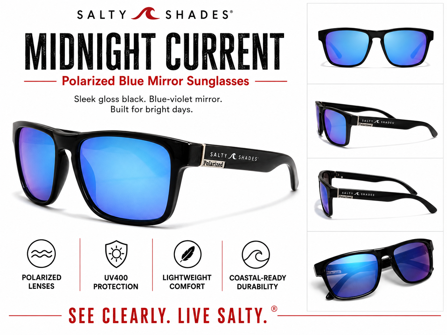 Midnight Current – Polarized Blue Mirror Sunglasses
