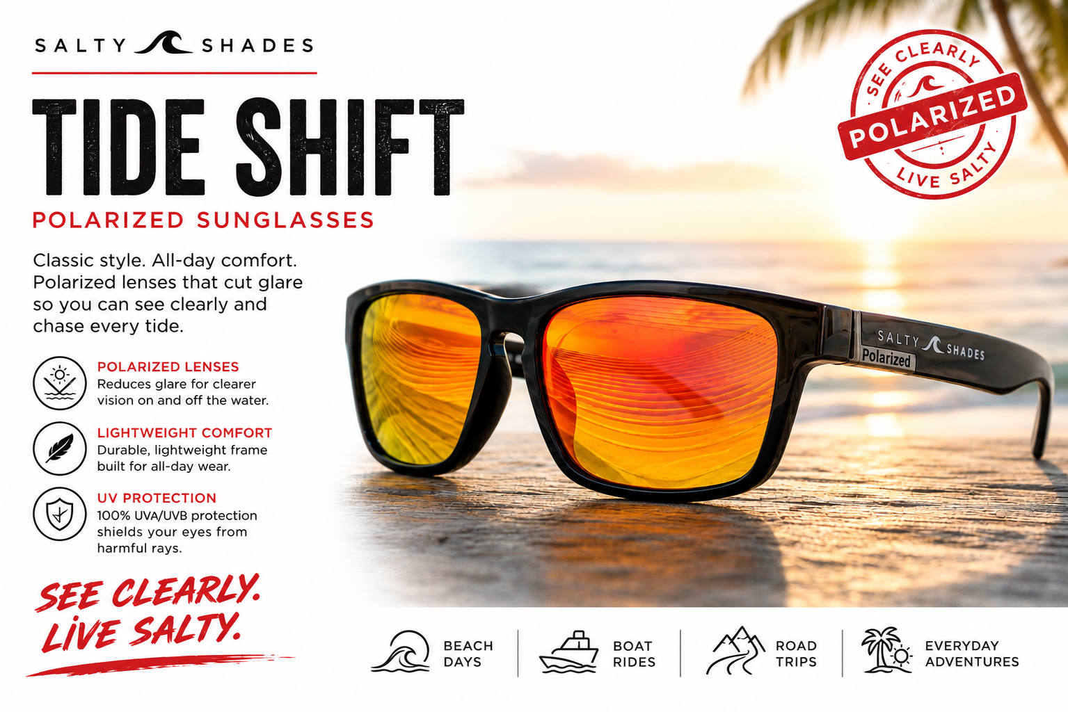 Tide Shift – Polarized Gold Mirror Sunglasses
